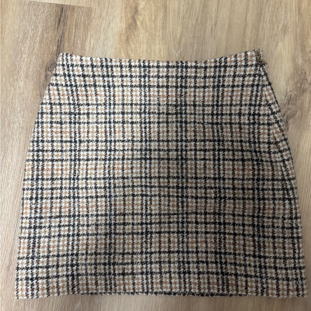 & Other Stories Checkered Pencil Skirt in Tan and Black